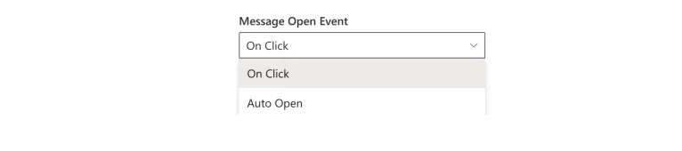 Message Open Event dropdown for the carousel message bar