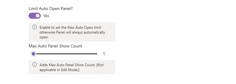 Limit Auto Open Panel toggle and Max Auto Panel Show Count slider