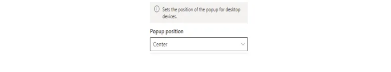 Popup position dropdown set to Center