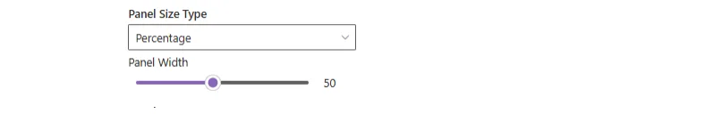Panel size type and panel width slider