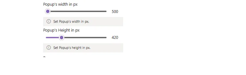 Popup width and height sliders in pixels
