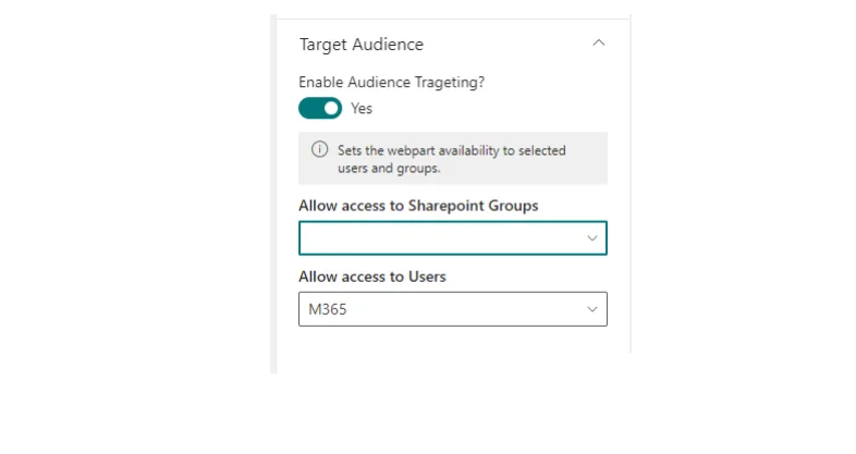 Target Audience settings with SharePoint groups and users fields